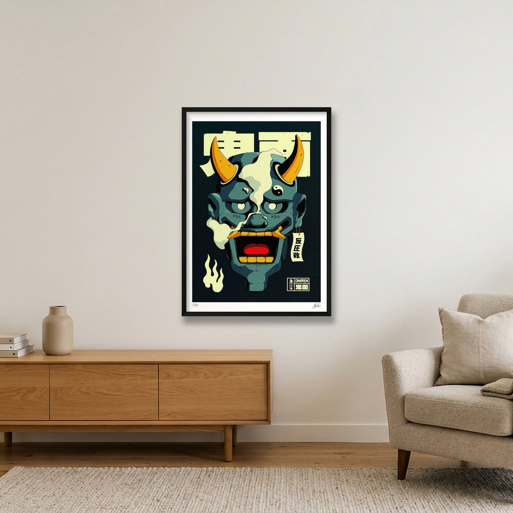 Onimen 鬼面 — 59×84cm, 23×33" Black Frame