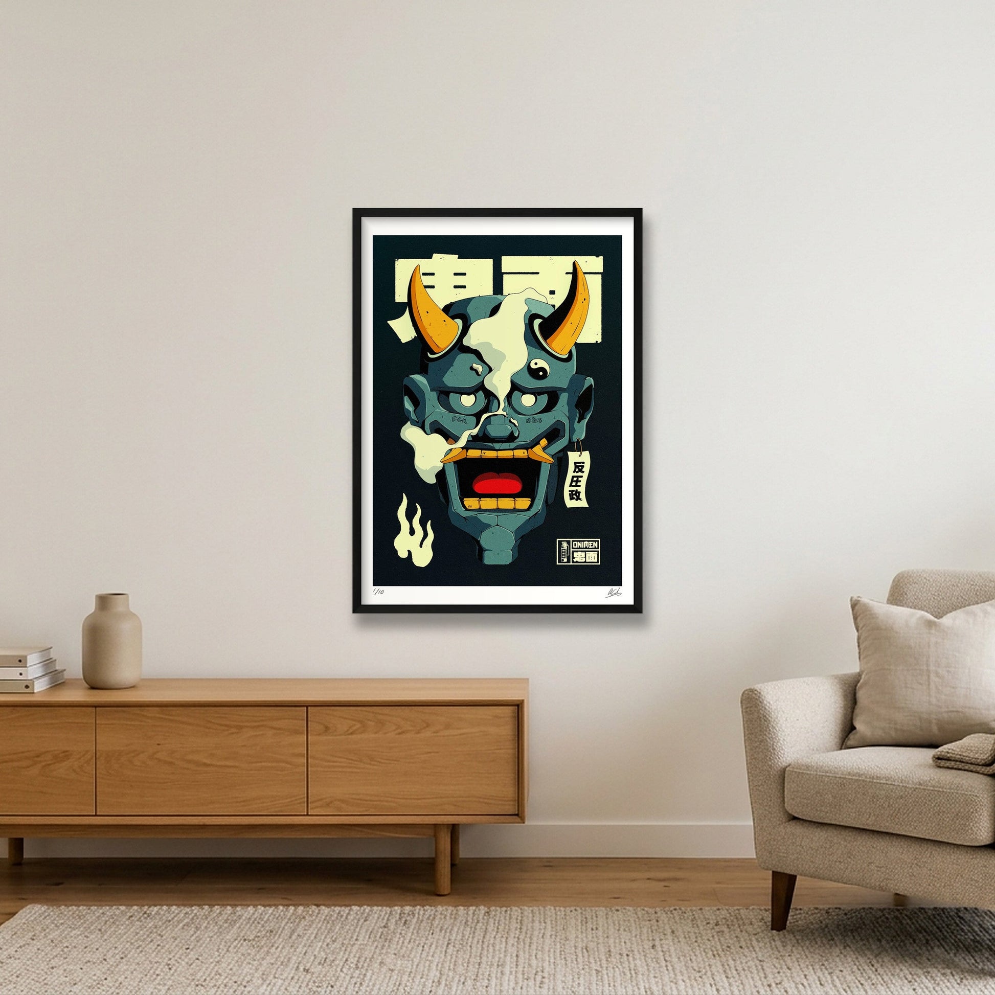 Onimen 鬼面 — 59×84cm, 23×33" Black Frame