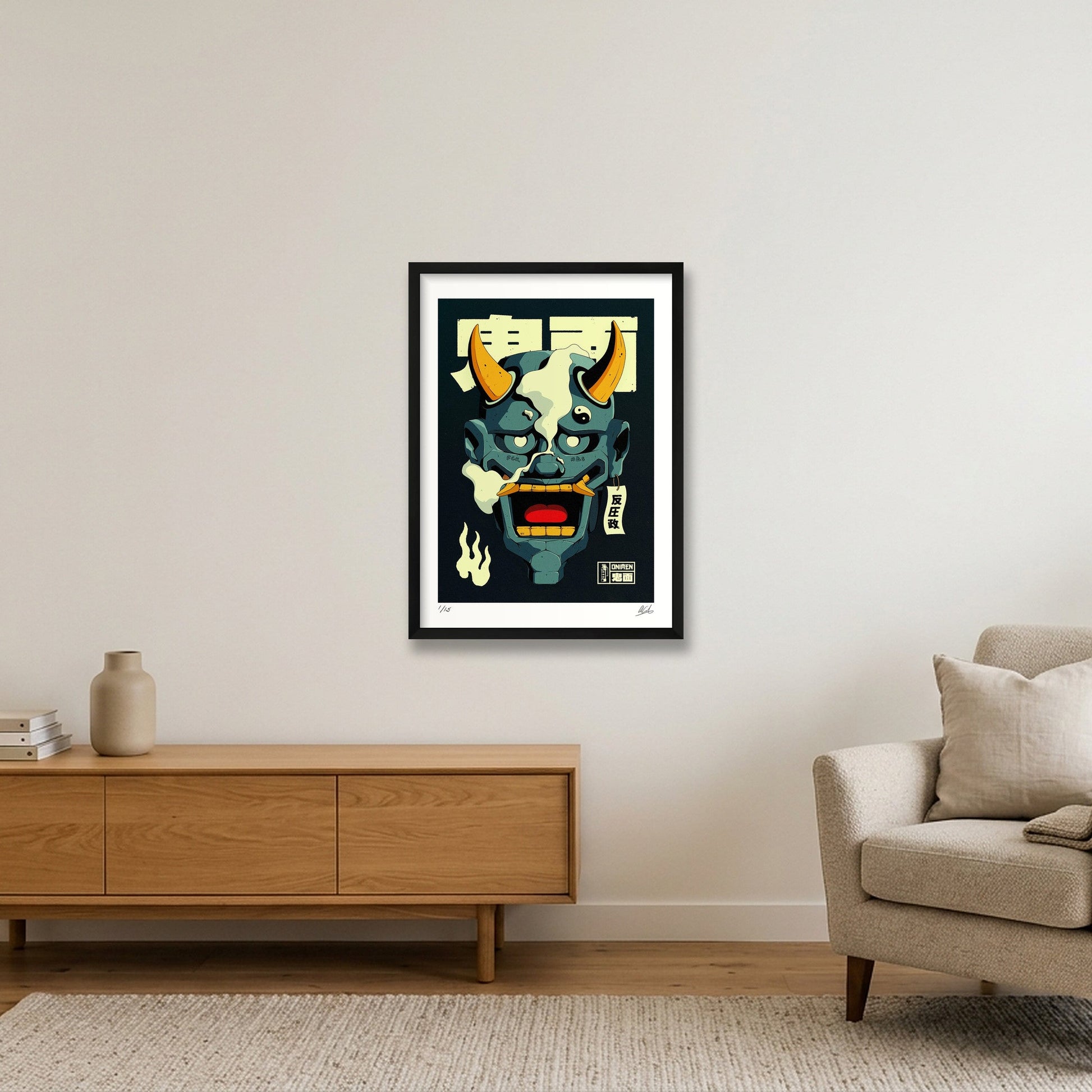 Onimen 鬼面 — 42×59cm, 17×23" Black Frame