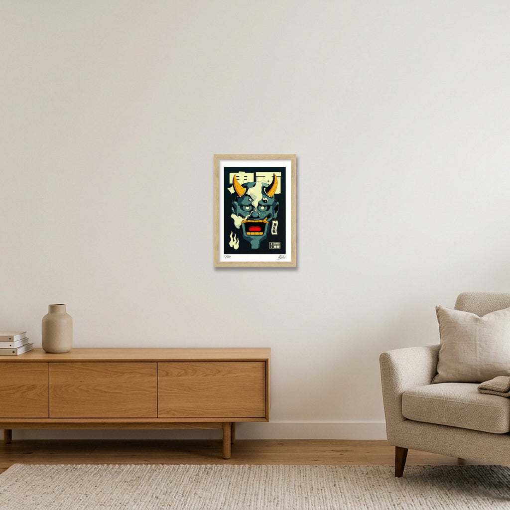 Onimen 鬼面 — A4 (21×30cm, 8×12") Oak Frame