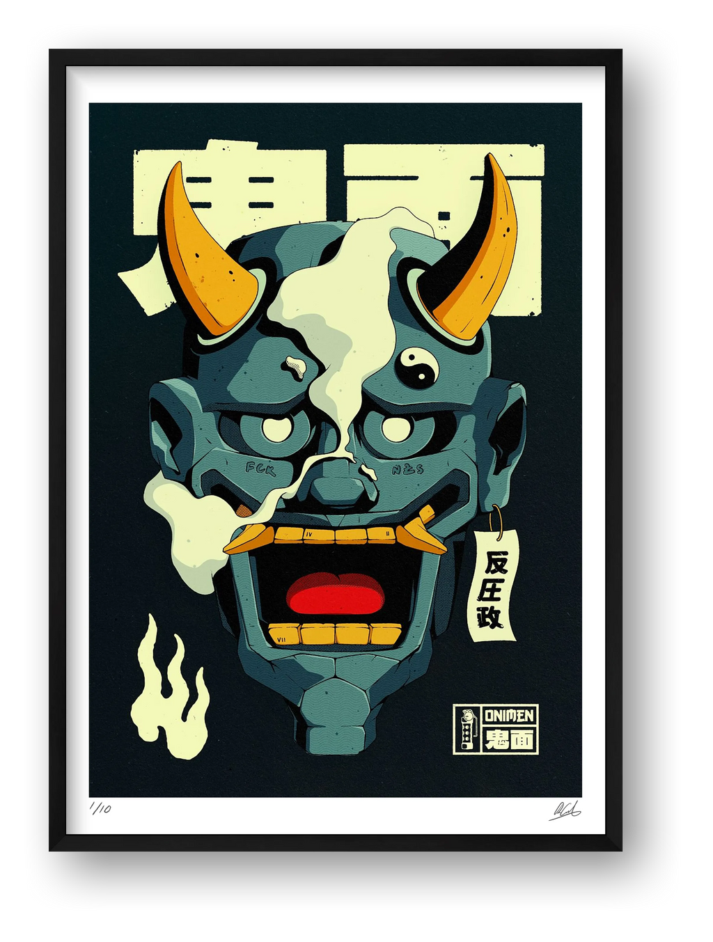 Onimen 鬼面 — framed